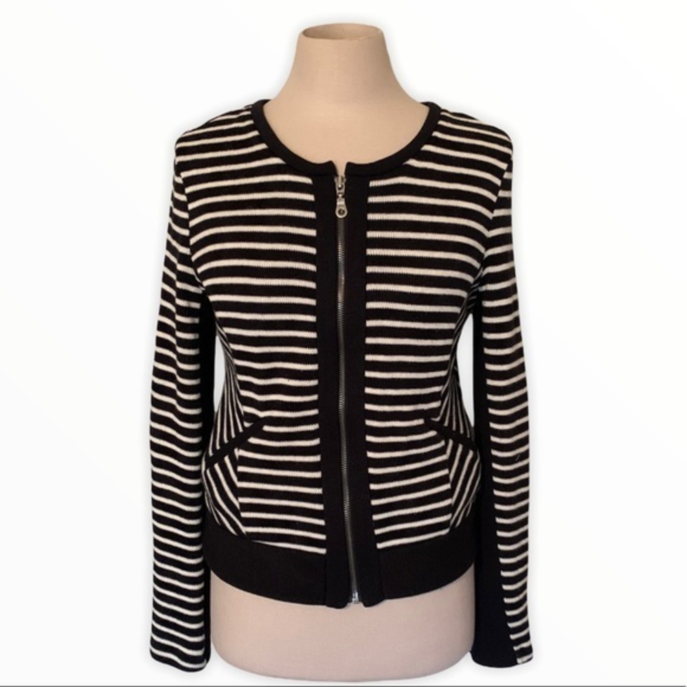 Drew black‎ and white striped cardigan sweater